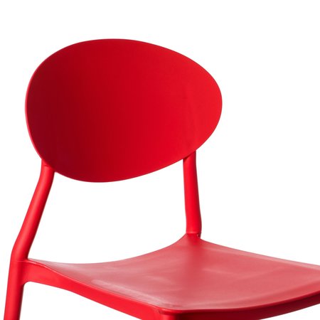 Fabulaxe Modern Plastic Outdoor Dining Chair with Open Oval Back Design, Red, PK 2 QI004226.RD.2